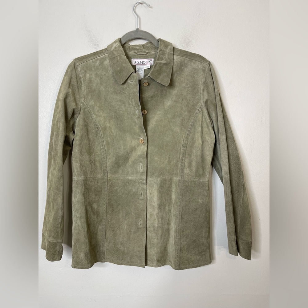 J.G. Hook Olive Suede Button-Front Jacket